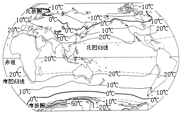 读"世界年平均气温分布图"回答下列问题 1)读世界年平均气温分布图