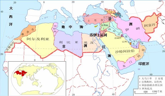 如图所示:苏伊士运河是亚洲和非洲的分界线,沟通了红海和地中海,印度图片