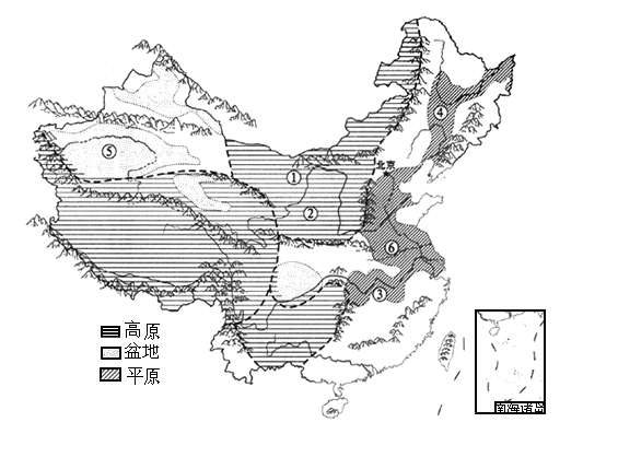 对照课本61页"中国地形 图.