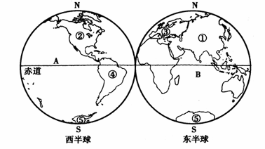 读"世界海陆分布图.回答问题(1①是洲②是洲.a是 洋.b是 洋.