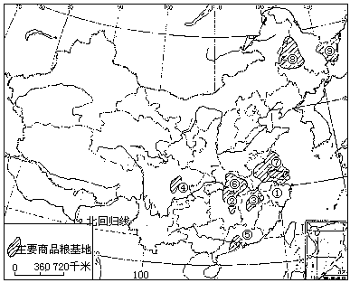 读图我国九大商品粮生产示意图填出图中下列号码代表的生产基地名称