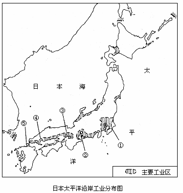 初中地理 题目详情  下图是"日本太平洋沿岸工业分布图",读图后回答