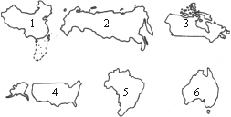 读下列各国轮廓图.回答2-6题: 2.它们的国名依次是( ) a.中国.美国.