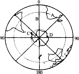 读以南极为中心的极地图.回答下列问题(1)a大洲是 洲.b大洋是 洋.