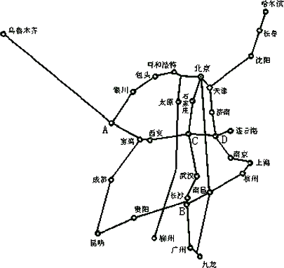 读我国简要铁路干线分布图,完成下列要求