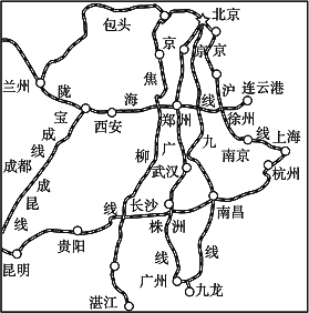 完成下列问题. (1)我国南北纵向铁路干线中.和宜昌联系最紧密的是 线.