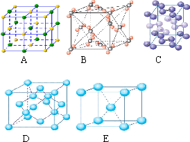 下列是钠,碘,金刚石,干冰,氯化钠晶体的晶胞图(未按顺序排序).
