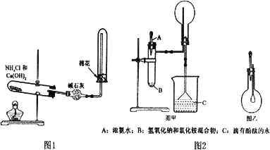 回答实验室制取nh  并进行氨气性质实验的若干问题,根据要求填写空白.