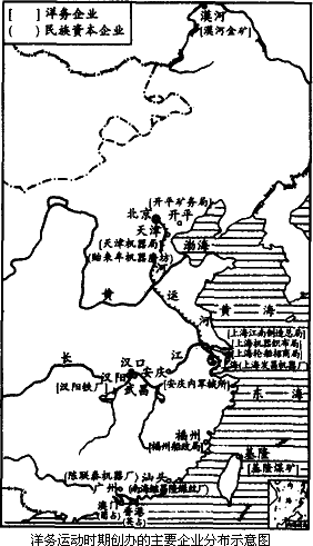 阅读洋务运动时期主要企业分布示意图 ())依据