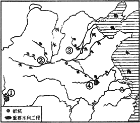 战国时期著名的水利工程郑国渠位于图中
