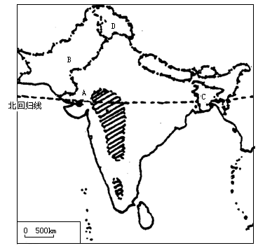 读南亚区域图,完成下列要求