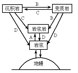 读"岩石圈物质循环简略模式图.完成下列问题(1)在图中标出箭头.