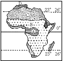 读非洲自然带分布图,回答问题.