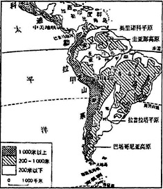 读南美洲地形图,完成下列各题