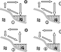 下列所表示海陆间热力环流示意图,正确的是
