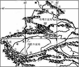 图为新疆地区地形分布图.完成下列各题.