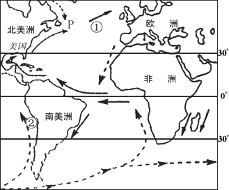 下图大洋的洋流环流示意图.读图完成 图中m地的气候类型可能是 a.