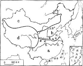 读中国地理四大区域图,完成下题.