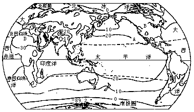 读"世界七月平均气温分布图.