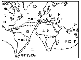 读"麦哲伦环球探险航线示意图.分析回答(1)麦哲伦是 的航海家.