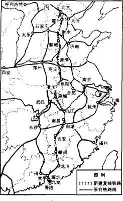 完成下列要求. (1)京九铁路穿越.