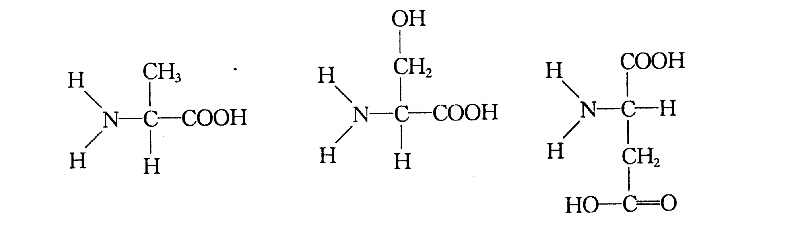 下列依次为丙氨酸,丝氨酸和天门冬氨酸的结构式.