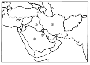 题目读中东地图回答问题