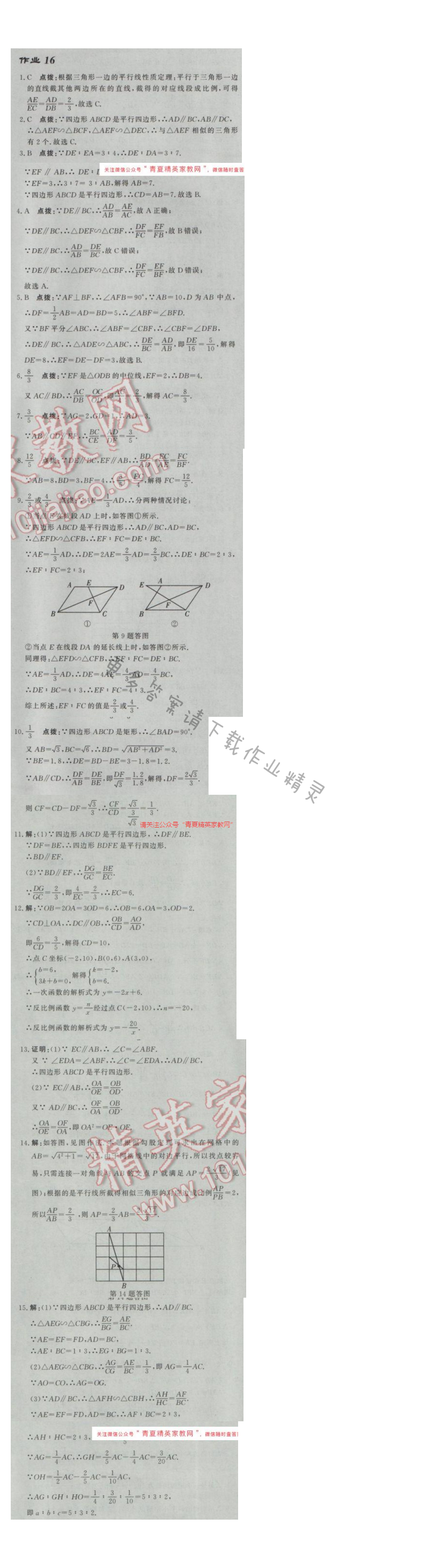 2017年启东中学作业本九年级数学下册江苏版 作业16