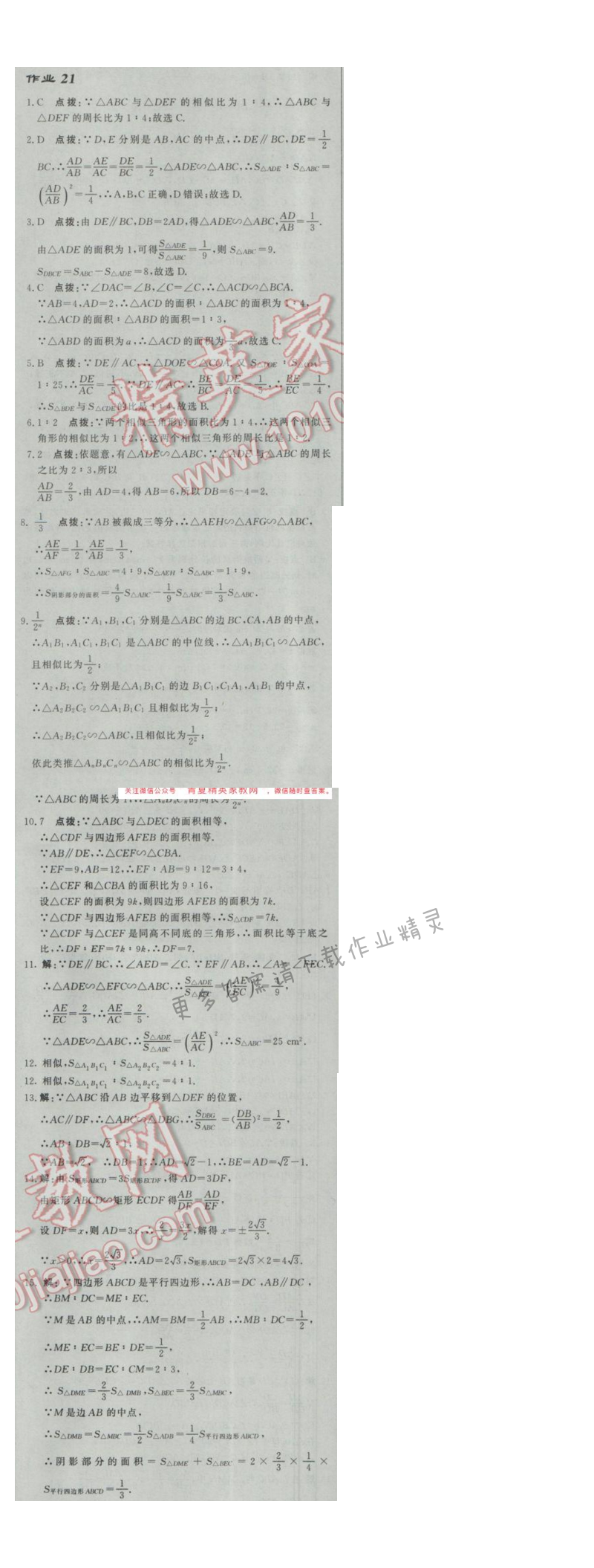 2017年启东中学作业本九年级数学下册江苏版 作业21