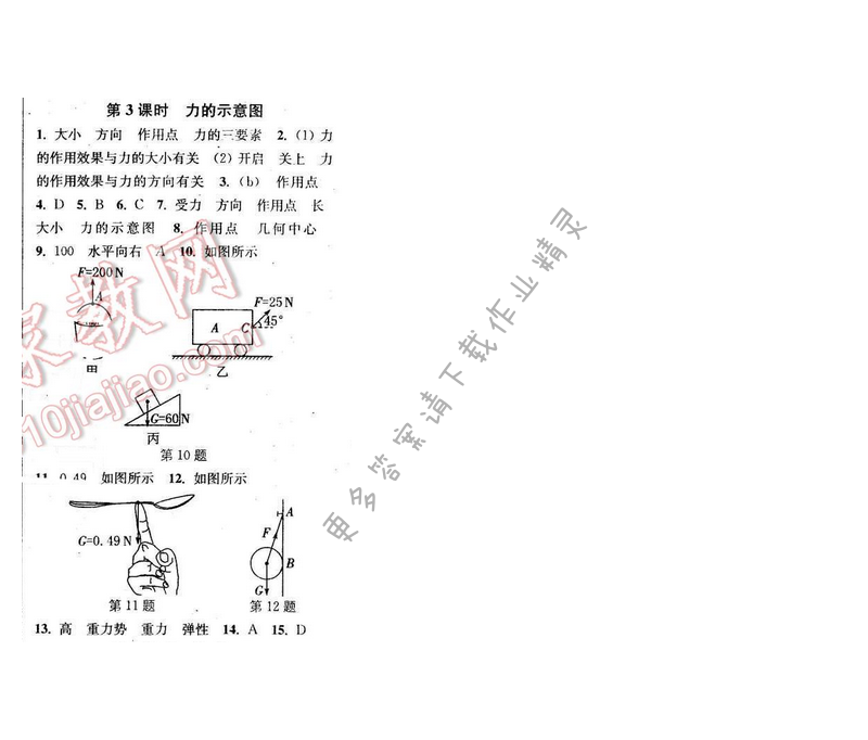 2016年通城学典小题精练八年级物理下册苏科版 第八章 第3课时