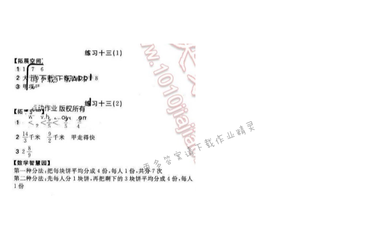 2016年新编基础训练五年级数学下册人教版 练习十三