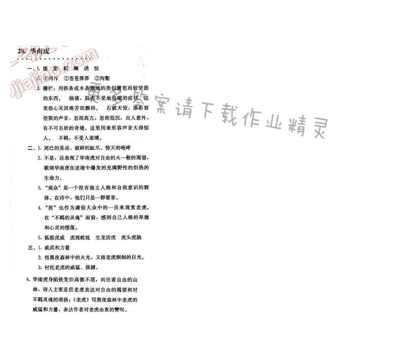 同步解析与测评七年级语文下册人教版 28.华南虎