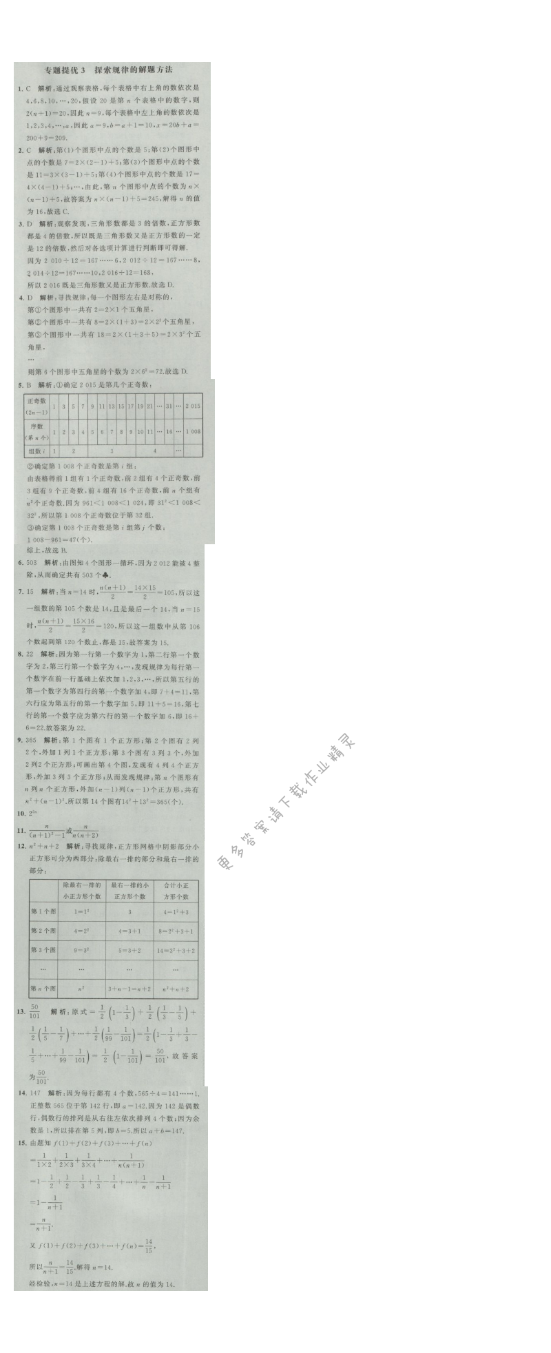 经纶学典学霸七年级数学上册江苏版 专题提优3 探索规律的解题方法