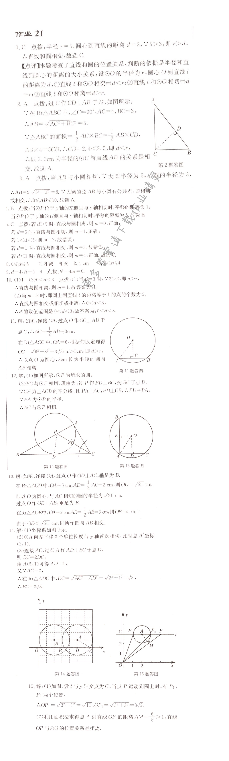 启东中学作业本九年级数学上册江苏版 作业21