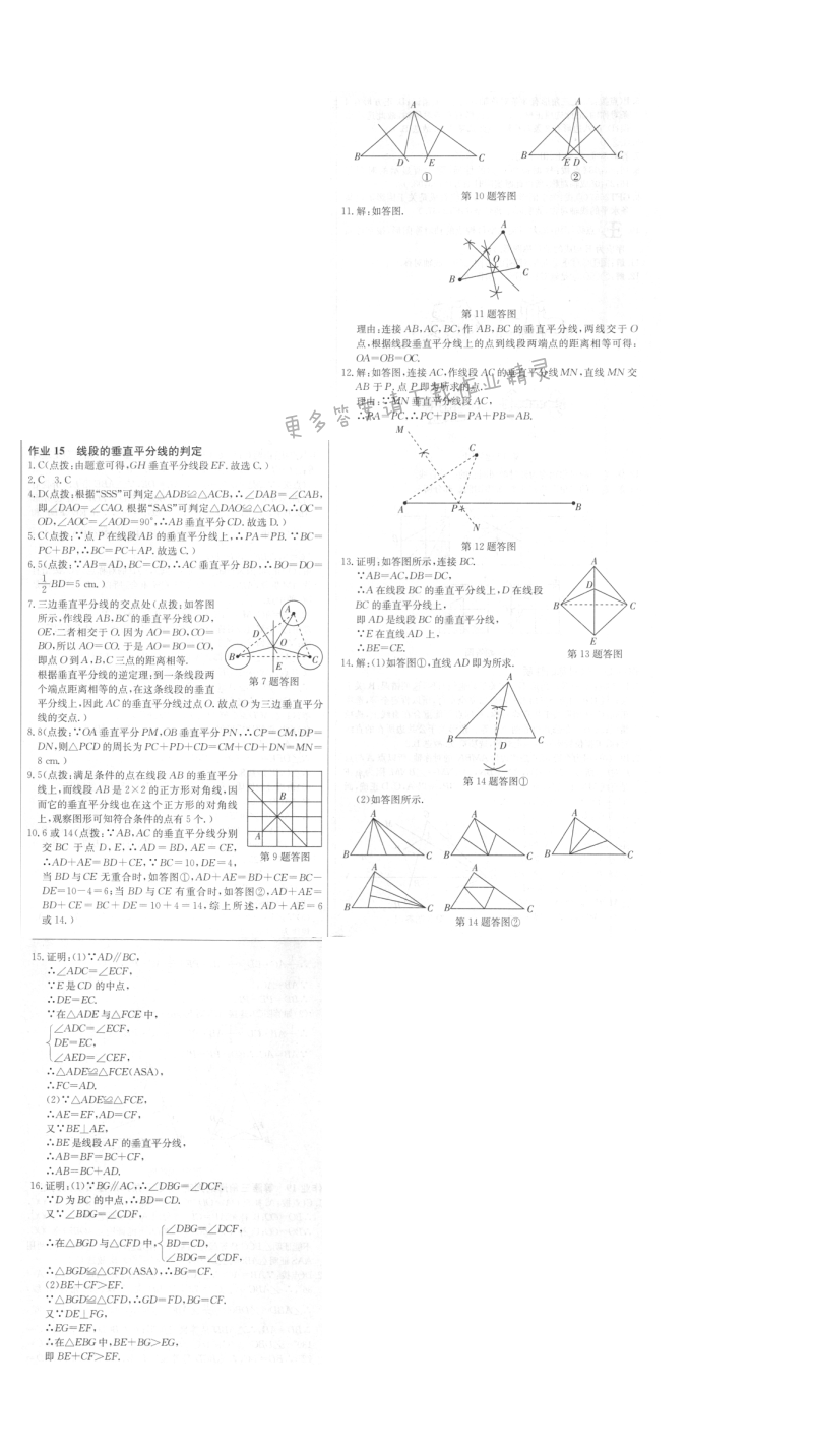 启东中学作业本八年级数学上册江苏版 作业15