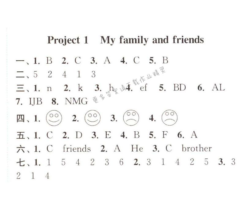 projiect1myfamilyandfriends通城學典課時作業本英語三上譯林版