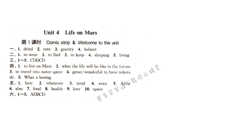 unit 4  Life on Mars 课时1