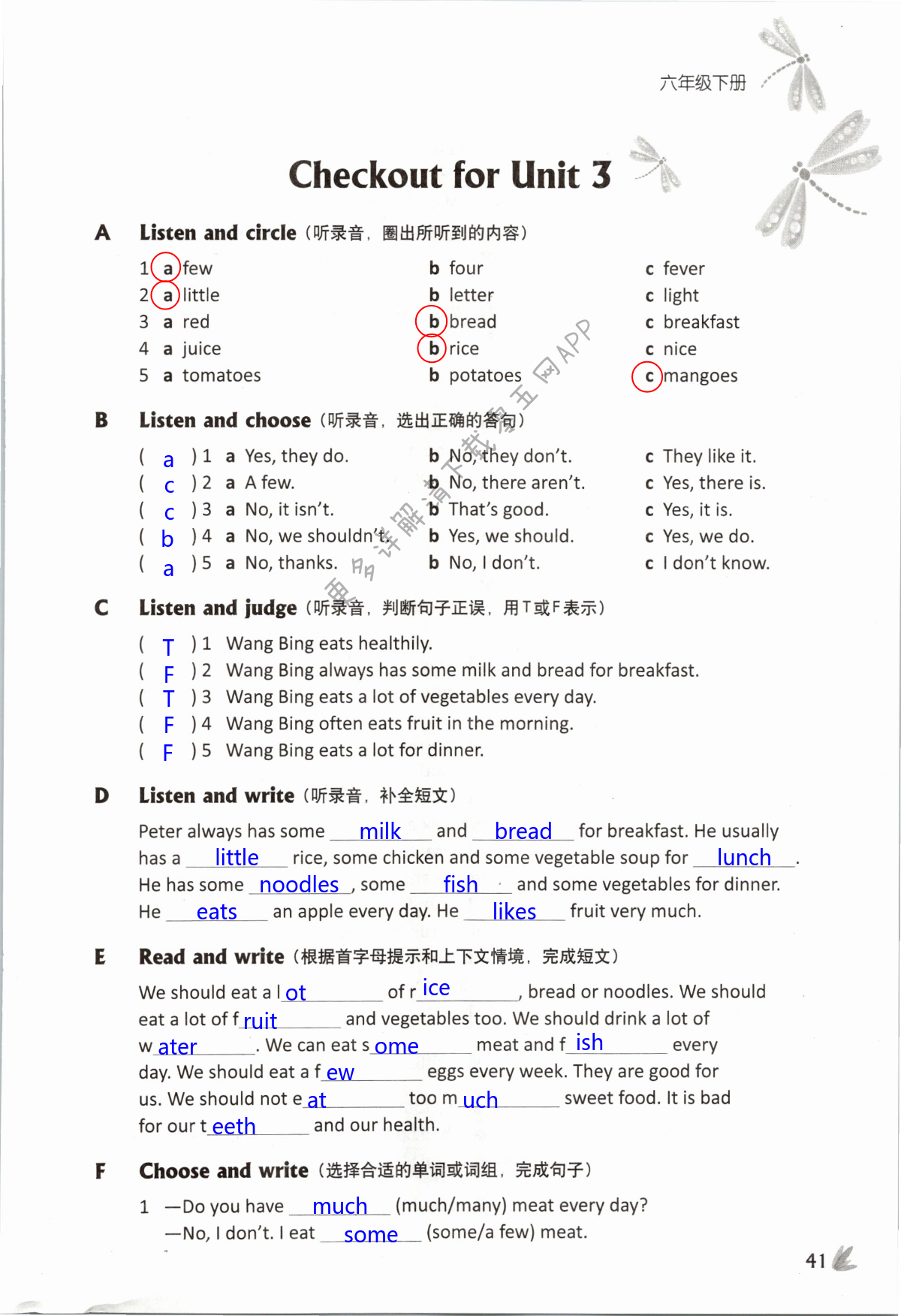 第41页 课课练小学英语六年级译林版—零五网