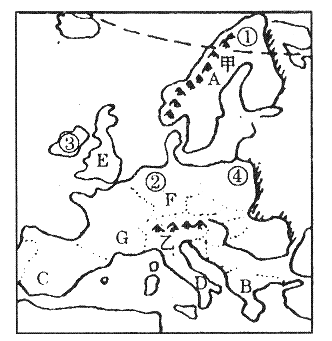 读欧洲西部图;回答问题
