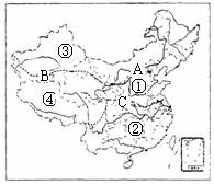 完成下列要求: (1)請在圖中相應位置填注:南方地區.