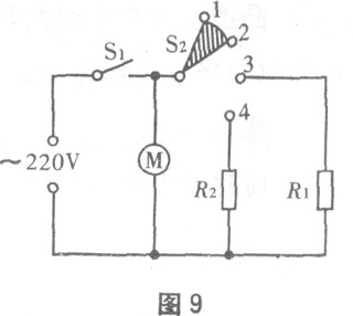 某电吹风的简化电路图如图9所示r1r2是发热电阻丝m是电动机