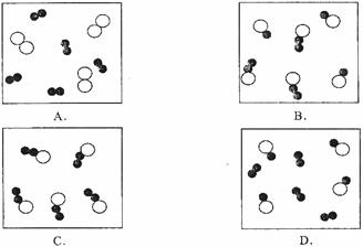 表示两种质子数不同的原子其中能表示由两种化合物组成的混合物的图是