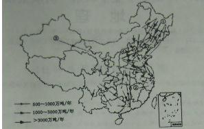 图中各箭头运输的主要货物和交通运输线分别是 a①小麦-京哈线 b.