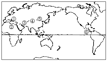 读世界海陆分布轮廓图(图6—8),回答