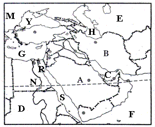 中东空白地图图片