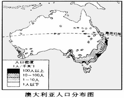 读"澳大利亚人口分布图.回答 21.