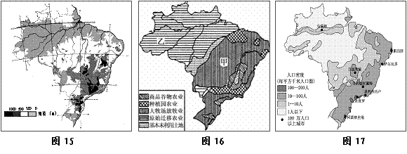 糖咖啡出口国图15为巴西地形图 图16为巴西农业地域类型分布图 
