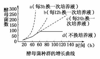 将酵母菌分为abcd四组用不同方式培养其种群增长曲线如图所示