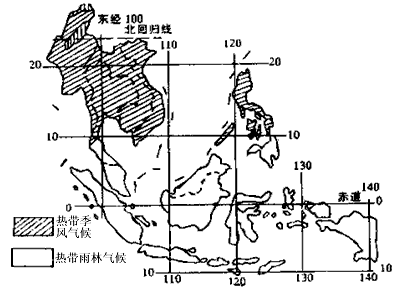 读东南亚气候类型分布图及热带雨林气候,热带季风气候气温曲线降水