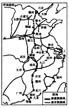 南至 (2)京九线在 与陇海线相交在 市附近与长江相交